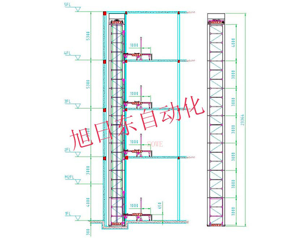 多層往復(fù)式升降輸送機示意圖